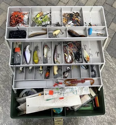 Plano 6300 Fishing Tackle Box 3 Tray Vintage Box Lot Of Accessories Hooks Bate • $74.98