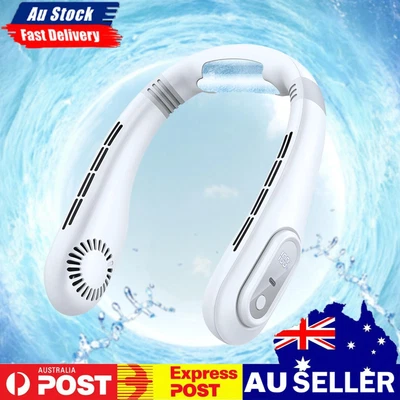 $29.14 • Buy USB Bladeless Neck Fan LED Digital Display 3000mAh Air Cooler 3-speed (White)