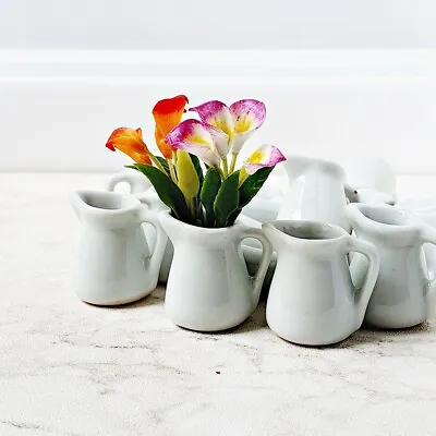 Ceramic White Pitcher Jug Jar Miniatures Dollhouse Kitchenware Tableware Lot X10 • $29.99