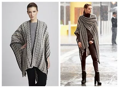 Missoni Orange Label Wool Blend Zig-zag Knit Cape Wrap Around Cover Up-osfa • $224.02