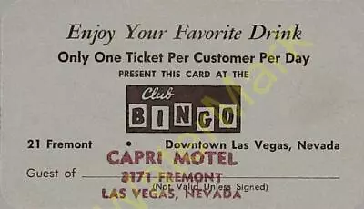 Vintage Casino Coupon Free Drink Cards Club Bingo Downtown Las Vegas 21 Fremont  • $10.17