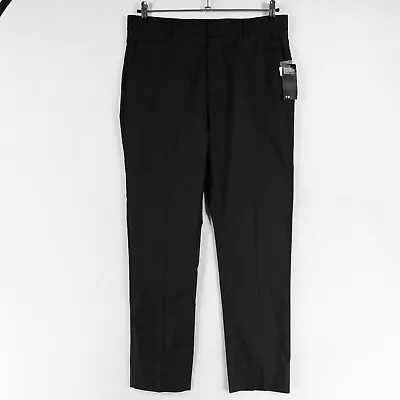 H&M Dress Pants Slacks Mens 36R Black Regular Fit Flat Front Straight Leg New • $17.47