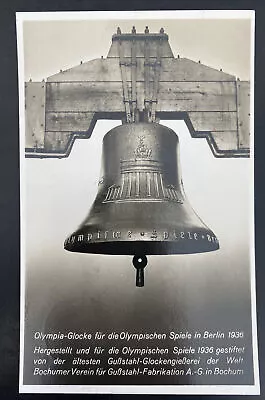 1936 Berlin Germany Real Picture Postcard Cover Olympics Games Bell 1936 • $68