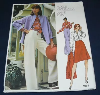 Vintage Vogue Americana Pattern 1062 Anne Klein Jacket Shirt Pants Skirt Size 16 • $21.67