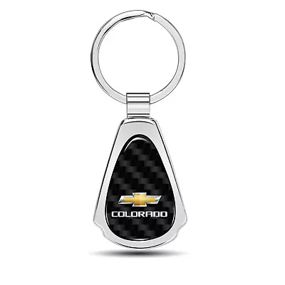 Chevrolet Colorado Real Carbon Fiber Chrome Teardrop Key Chain • $20.95