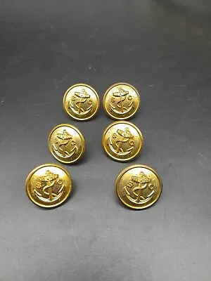 6 Vintage Brass Buttons Royal Navy Anchor S C Gaunt London • £12