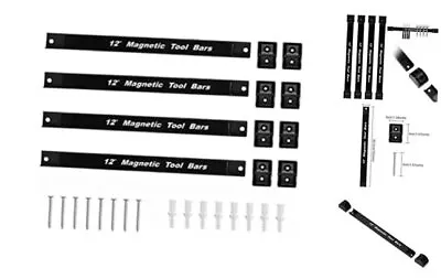 Magnetic Tool Holder 12 Inch 4 Pack Heavy Duty Magnet Tool Bar Strip Rack Black • $29.60