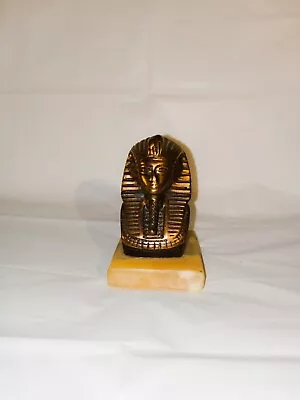 Vintage Bronze Egyptian King Tut 4  Bust On Marble Base • $45