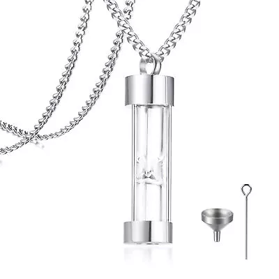 Hourglass Urn Necklace For Ashes Stainless Steel Cremation Memorial Keepsake • $11.99