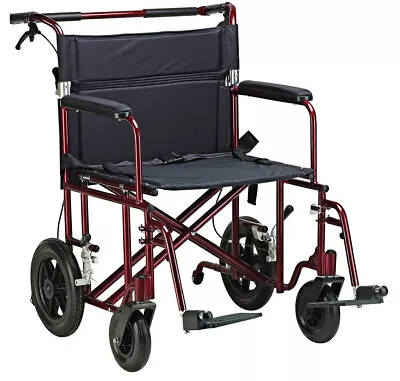 Drive Medical Bariatric 22  Aluminum Transport Chair Wheelchair Red NEW • $499