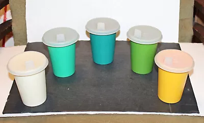 Vintage Tupperware #109  Kids Bell Tumblers 7oz Cups 5 Cups & 5 Lids • $6