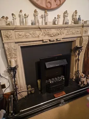 Stone Cast Fireplace With Black Marble Hearth And Surround • £350