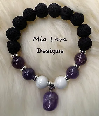 $25 • Buy AMETHYST DIFFUSER BRACELET I AM FOCUSED -  ESSENTIAL OIL AROMATHERAPY - Calming