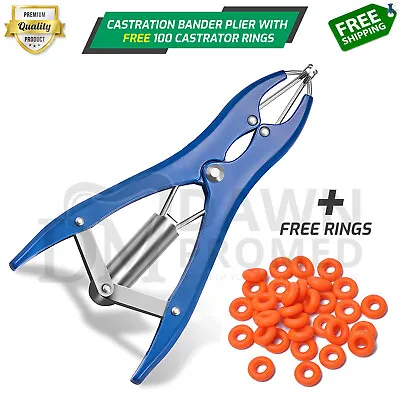 Castration Bander W/FREE 100 Castrator Rings Flared Plier For Cattle Goat Cow • $18.79