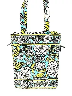 Vera Bradley Island Blooms Lime Turquoise Black Tablet Laptop Shoulder Bag Purse • $23.57