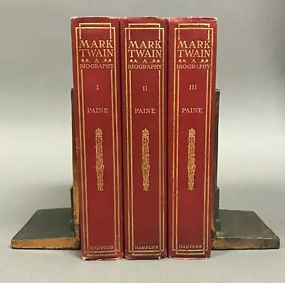 First Edition  Mark Twain: A Biography   3 Volume Set   Harper And Brothers 1912 • $130.50