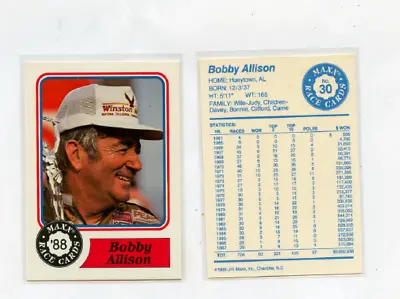 1988 Maxx Race Cards # 30 Bobby Allison Rookie Card • $1.99