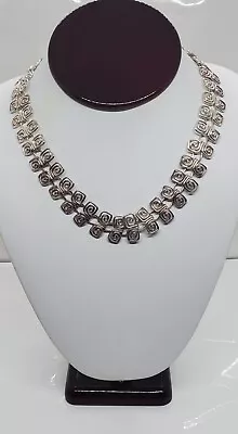 Vintage CII Mexico Scroll Necklace Sterling Silver 925 Marked Signed 17  • $79.99