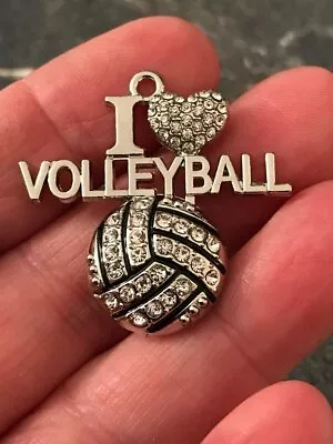 VOLLEYBALL BALL Crystal Pendant 18  Sterling Silver 925 Necklace Chain Female  • $19.88