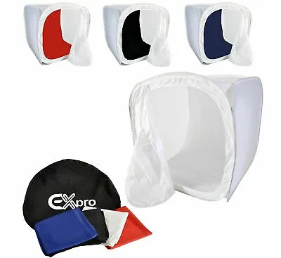 Ex-Pro Photo Studio Light Tent Soft Box Cube 30x30x30cm + 4 Coloured Backdrops • £8.42