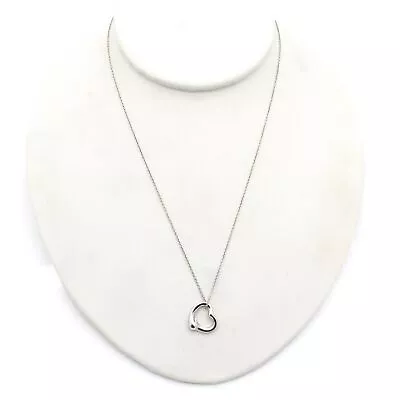 Tiffany & Co Elsa Peretti Sterling 925 Open Heart Pendant Necklace 18  #S971-10 • $26
