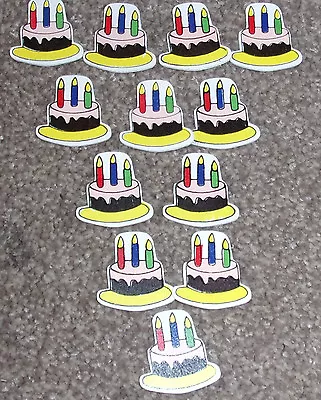 CARD CANDY 12 Large WOODEN Birthday Cake Embellishments Children • £2.75