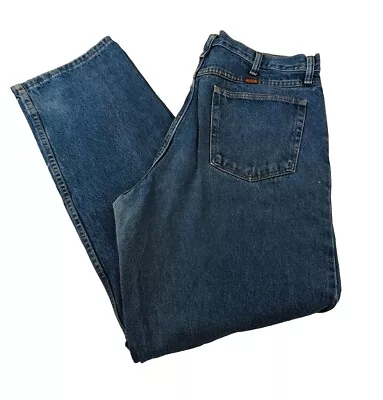 Men's Vintage Rustler Destroyed Worked In Denim Jeans Tag Sz 36x34 Actual 36x32 • $24.49