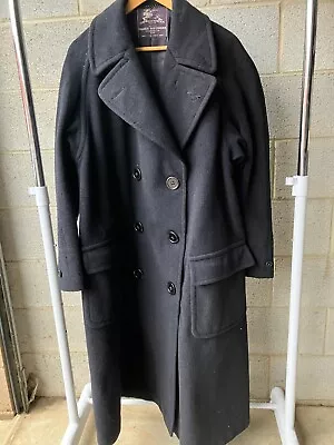 Vintage Burberry Wool Overcoat Navy Blue • $299