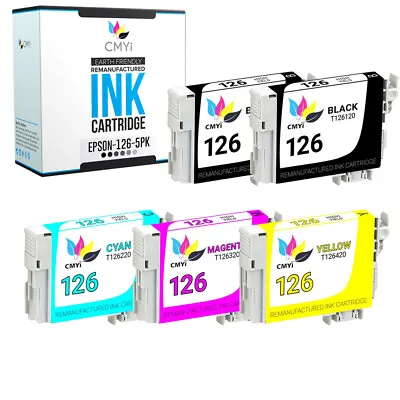 5PK Black Color Ink Cartridges For Epson T126 126 Fits Stylus NX330 Workforce WF • $18.69