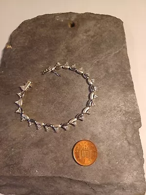 £0.99 • Buy Art Deco Style Sterling Silver And Cubic Zirconia Tennis Bracelet Hallmarked 