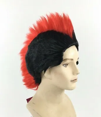 FUNTASY WIGS 1980's Punk MOHAWK Character Halloween Theatrical Wig Red/Black • $14.99