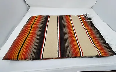 CHEAP Orange Beige Mexican Blanket Saltillo Sarape Falsa Blanket • $35.99