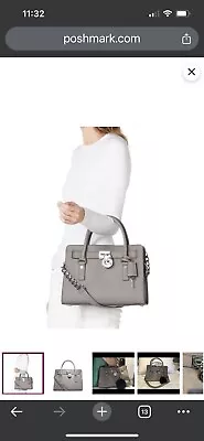 Michael Kors Large EW Hamilton Saffiano Leather Satchel/Shoulder Bag Gray • $99.99