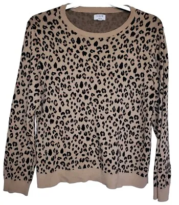 Women’s J. Crew Teddie Sweater Teddy Leopard Animal Print Long Sleeve Shirt XXL • $18.99