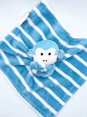 Monkey Lovey Plush Blue White Security Blanket Stripes SL Home Fashions • $16.50