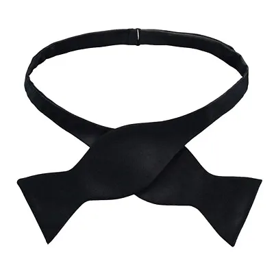 Stylish Men Ajustable Bowties Solid Color Plain Silk Self Tie Bow Ties Necktie • £5.69