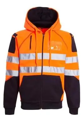 £15.99 • Buy Hi Viz Vis High Visibility Jacket Hoodie Work Zip Hooded Pullover Fleece TOP UK