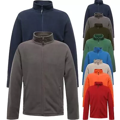 Mens Plain Anti Pill Fleece Jacket Full Zip Up Pocket Work Outdoor Warm Polar • £10.99