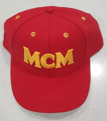 MCM Cap RED Authentic Embossed Embroidery Of MCM Letters In GOLD • $95