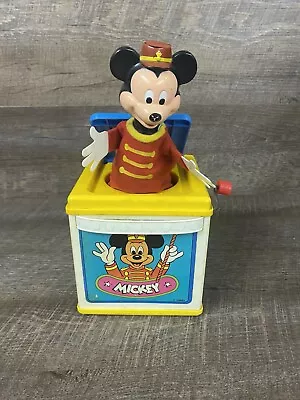 VTG 1987 Mattel Mickey Mouse Jack In The Box  Music Box Toy Donald Goofy Minnie • $24