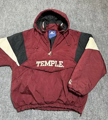 VTG 90s Temple Owls University Pullover 1/2 Zip Starter NCAA Jacket Men’s Large • $445