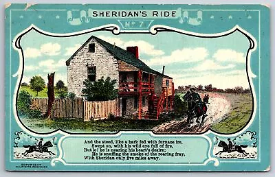 Military~Sheridans Ride Poem & Scene In Frame~Civil War~PM 1909~Vintage Postcard • $3.70