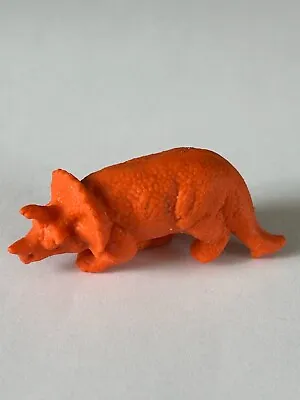 Vintage 3D Orange Triceratops Dinosaur Eraser Rubber • £3