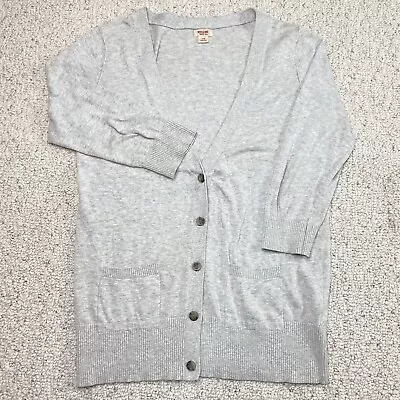 Mossimo Womens Sweater Sz L Gray Cardigan Tight Knit Lightweight Stretch Pockets • $21