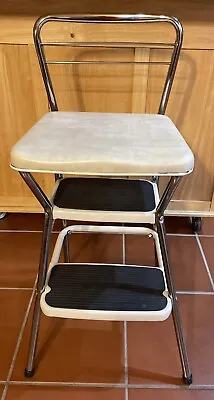 Vintage COSCO Kitchen Step Chair Stool With Tip-Up 24  High 14 X 12  Seat VGC • $97.49