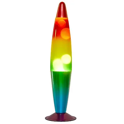 Urban Shop 16  Rainbow Lava Motion Volcano Lamp White Wax In Clear Liquid Rain • $15.88