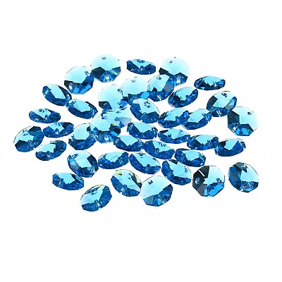 £7.31 • Buy 40Pcs 14mm Crystal Octagon Beads Chandelier Parts Hanging Beads Navy Blue