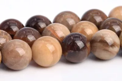 Natural Brown Petrified Wood Jasper Beads Grade AAA Round Loose Beads 4/6/7-8MM • $8.99