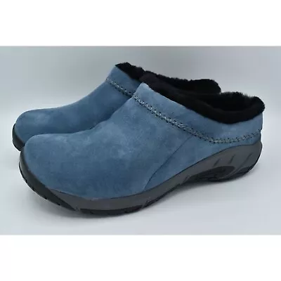 Merrell Womens Size 10.5 Encore Ice 4 Stone Wash Blue Suede Slip On Clogs Shoes • $93.89