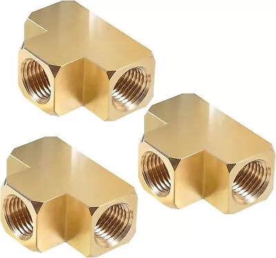 56101-04 Brass Pipe Fitting Barstock Tee 1/4  NPT Female Pipe Oil Water Gas 3pcs • $14.99